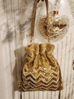 Adwita - Gold Aztec Potli Bag with Detachable Straps