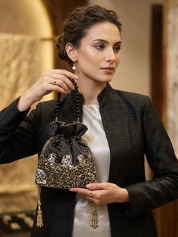 Adwita - Black Sequin Potli Bag