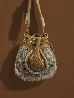 Adwita - Gold Mirror Potli Bag with Detachable Straps
