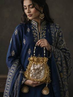 Adwita - Kundan Gota Potli Bag -Gold