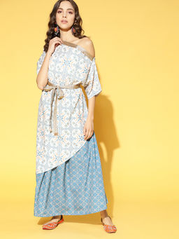 Ziyaa - Womens Multi Color Flared Digital Print Dress