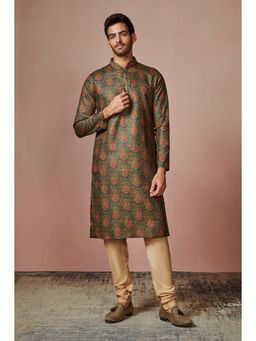 Manyavar - Green Full Sleeves Kurta Pajama (Set of 2)