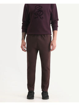 Rare Rabbit - Men Garon-B Dark Maroon Cotton Blend Fabric Regular Fit Plain Trackpant