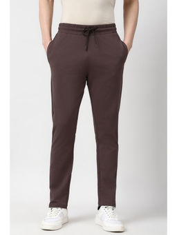 Peter England - Men Brown Solid Casual Trackpant