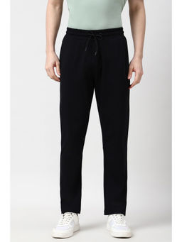 Peter England - Men Black Solid Casual Trackpant