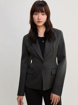 Pomelo - Tailored Single Button Blazer - Grey