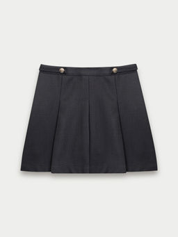 Pomelo - Pleated Mini Skirt - Mid Grey