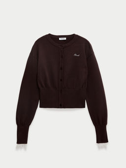 Pomelo - Lace Trim Cardigan - Brown