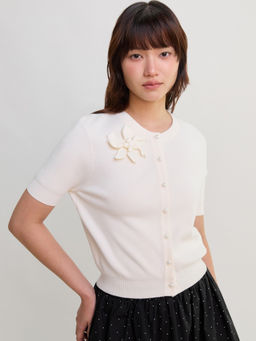 Pomelo - Floral Cardigan - Ivory