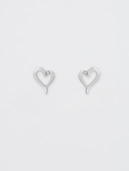 Pomelo - Heart Stud Earrings - Metallic Silver