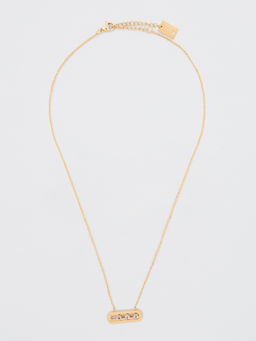 Pomelo - Triple Crystal Bar Pendant Necklace - Gold