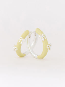 Pomelo - Bow Charm Hoop Earrings - Yellow