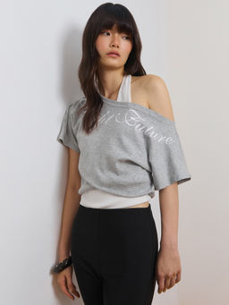 Pomelo - Off-Shoulder Top - Grey