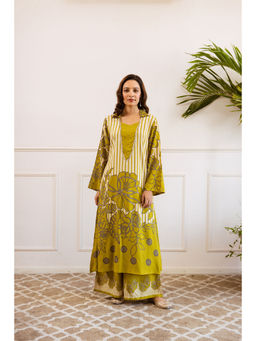 Nehamta - Womens Lemon German Rayon Kurta And Palazzo (Set of 2)