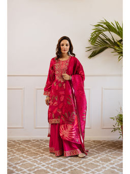 Nehamta - Womens Pink German Rayon Kurta, Sharara And Dupatta (Set of 3)