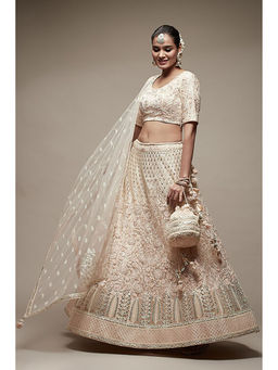 Biba - Women Beige Nylon Lehenga & Choli with Dupatta (Set of 3)