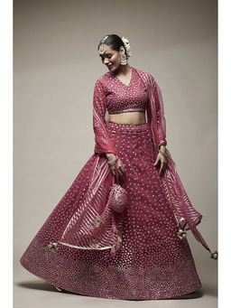 Biba - Women Pink Nylon Lehenga & Choli with Dupatta (Set of 3)