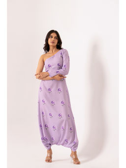 Pasha India - Very Peri Lilac One-Shoulder Dhoti Jumpsuit