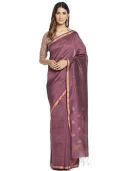 Fabindia - Purple Jamdani Cotton Silk Sari