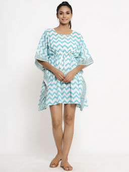 Kipek - Womens Self Desgin Cotton Fabric Kaftan White Color