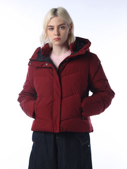 ONLY - Women'S Solid Regular Fit Maroon Jacket