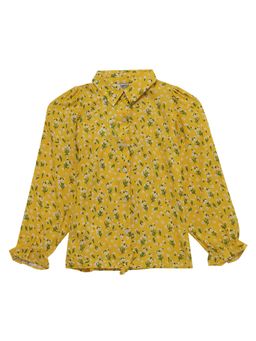 Cantabil - Girls Yellow Printed Casual Shirt Top