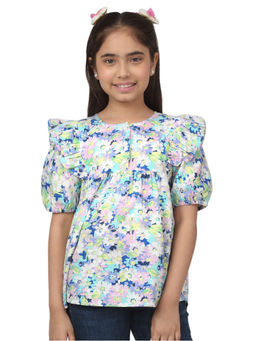 Cantabil - Girls Multi Floral Print Casual Top