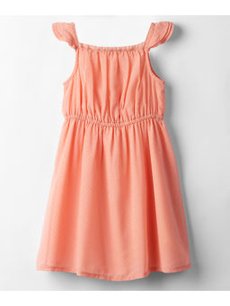 Beebay - Girls Peach Dew Drop Print Party Knee Length Dress