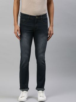 Urbano Fashion - Men Dark Grey Slim Fit Washed Jeans Stretchable