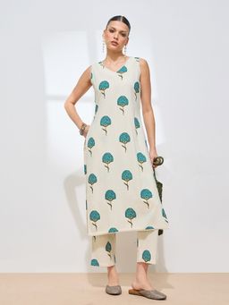 Shaily - Women's Rama Floral Printed Pure Flex Cotton Off White Co-Ord Set