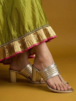 JODYHUB - Heels Gold Kolhapuris
