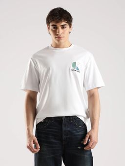 Calvin Klein - Men White Embroidered Logo Relaxed Fit Cotton T-Shirt