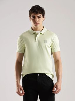 Calvin Klein - Men Green Solid Regular Fit Cotton Polo T-Shirt