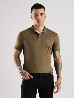 Calvin Klein - Men Olive Solid Regular Fit Cotton Polo T-Shirt