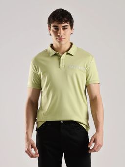 Calvin Klein - Men Green Embroidered Logo Regular Fit Cotton Polo T-Shirt