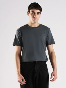Calvin Klein - Men Grey Solid Regular Fit Cotton T-Shirt
