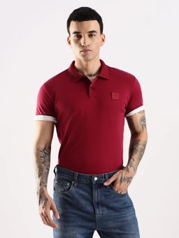 Calvin Klein - Men Red Solid Regular Fit Cotton Polo T-Shirt