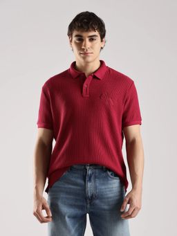 Calvin Klein - Men Red Embroidered Logo Relaxed Fit Polyamide Polo T-Shirt