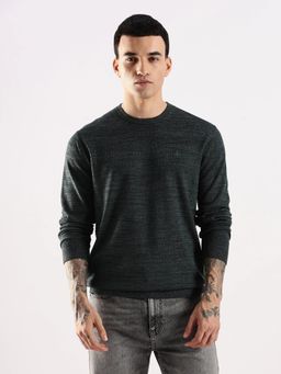 Calvin Klein - Men Melange Regular Fit Wool Charcoal Sweater