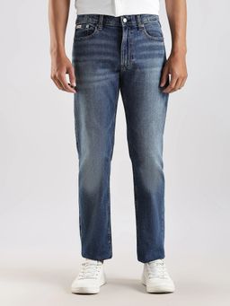 Calvin Klein - Light Wash Straight Fit Mid Rise Blue Jeans