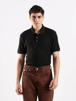 Calvin Klein - Men Logo Black Regular Fit Cotton Polo T-Shirt