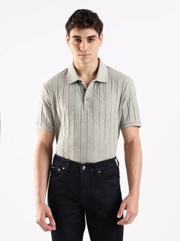 Calvin Klein - Men Grey Logo Regular Fit Cotton Polo T-Shirt