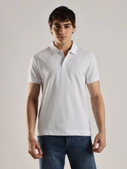 Calvin Klein - Men White Solid Slim Fit Cotton Polo T-Shirt