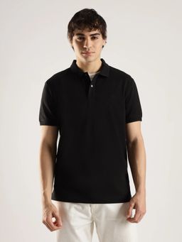 Calvin Klein - Men Solid Black Regular Fit Cotton Polo T-Shirt