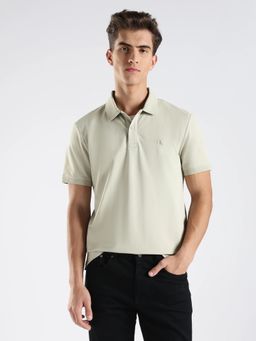 Calvin Klein - Men Grey Solid Regular Fit Cotton Polo T-Shirt