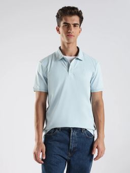 Calvin Klein - Men Blue Solid Regular Fit Cotton Polo T-Shirt