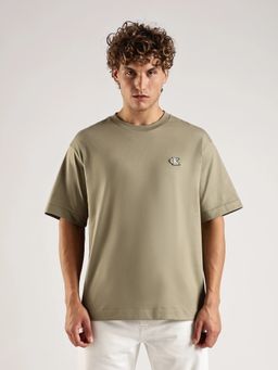Calvin Klein - Men Brown Solid Relaxed Fit Cotton T-Shirt