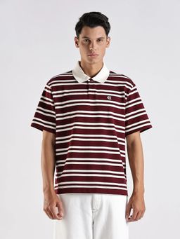 Calvin Klein - Men Red Striped Relaxed Fit Cotton Polo T-Shirt