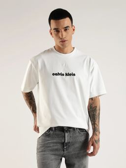 Calvin Klein - Men White Logo Relaxed Fit Cotton T Shirt