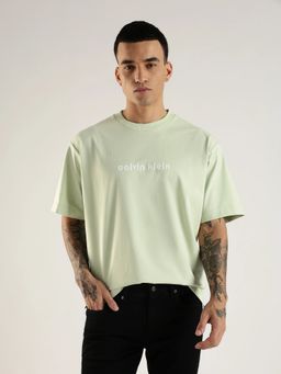 Calvin Klein - Men Green Logo Relaxed Fit Cotton T Shirt